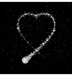 Shooting star in the shape of heart vector image