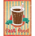 Fast food background with drink in retro style vector image