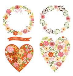 Floral wreath and heart vector image