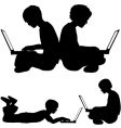Children and laptops vector image