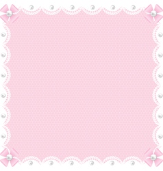 White lace background and pearls vector image