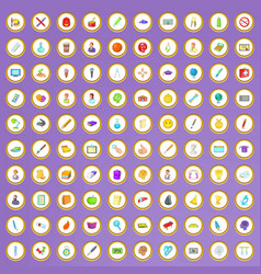 100 college and school icons set in cartoon style 100 college and school icons set in cartoon style vector image