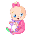Cute baby girl with Teddy Bear vector image