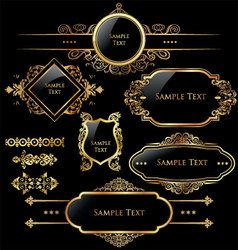 Elegant gold and black labels vector image
