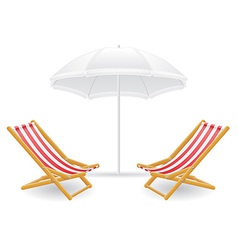 Beach chairs and parasol 01 vector image