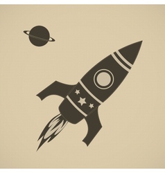 Vintage rocket in space vector image