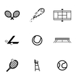 Black tennis icons set vector image