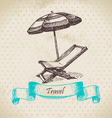 Background with beach armchair and umbrella vector image