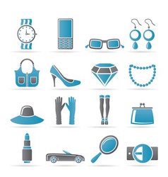 Female accessories icons vector image