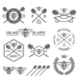 Set of vintage honey labels and design elements vector image