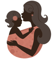 Beautiful mother silhouette with baby in a sling vector image