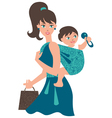 Active mother with baby in a sling vector image