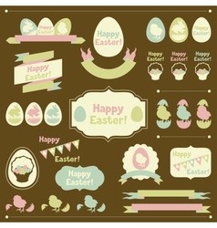 Set of Happy Easter ornaments and decorative vector image