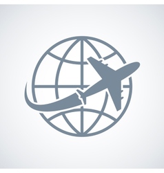 Globe and plane travel icon vector image