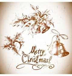 Set vintage Christmas design elements vector image
