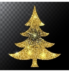 Christmas tree gold glitter background Eps vector image