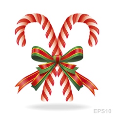 Christmas candy cane and ribbon vector image