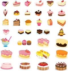 Mixed cakes and desserts vector image