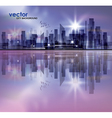 City skyline at night with reflection in water vector image