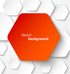 Red paper hexagon banner with drop shadows vector image