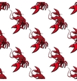 Cartoon red lobsters seamless pattern vector image