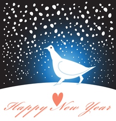 New year greeting card with a white bird vector image