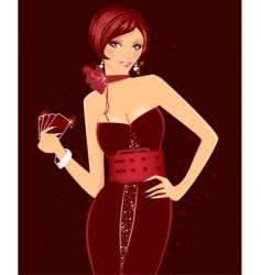 Women with cards vector image