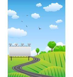 Road with billboard on countryside vector image
