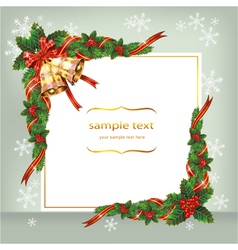 Christmas card with bells and berry vector image