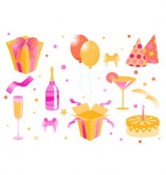Cartoon birthday icons vector image