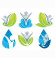 Drop and leaves collection vector image