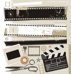 Grungy film and movie design elements vector image