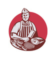 Butcher Cutter Worker Meat Cleaver Knife Retro vector image