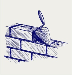 Trowel and bricks vector image