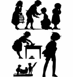 Children silhouettes vector image