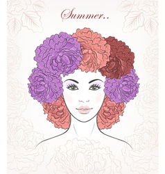 Romantic girl with peonies hair vector image
