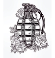 Hand drawn design of grenade in flowers vector image
