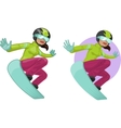 Cute young Indonesian woman on snowboard Cute young Indonesian woman on snowboard vector image