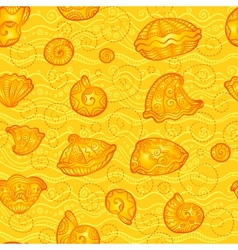 Doodle seashells orange pattern vector image