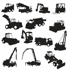 Silhouette of construction machines vector image