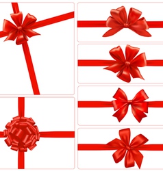 Set of red gift bows with ribbons vector image