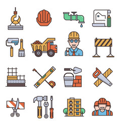 Under construction outline icons engineering Under construction outline icons engineering vector image