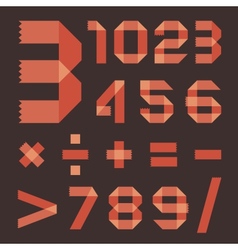 Font from reddish scotch tape - Arabic numerals vector image
