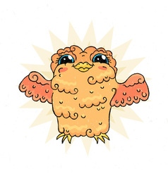 Flying doodle owl Free hugs fluffy bird Flying doodle owl Free hugs fluffy bird vector image