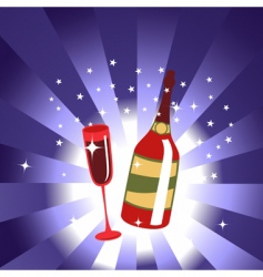 Wine bottle and glass vector image