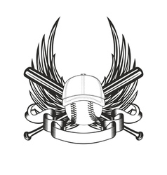 Ball in baseball cap and wings vector image