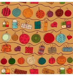 Christmas background with gifts and balls vector image