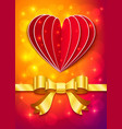 Valentines day greeting card with heart and ribbon vector image