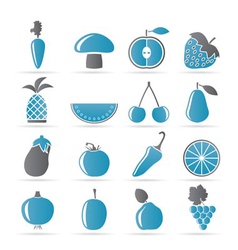 Fruits and vegetable icons vector image