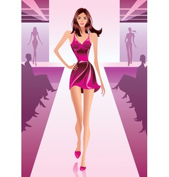 Fashion model representing collection on review vector image